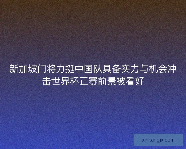 新加坡门将力挺中国队具备实力与机会冲击世界杯正赛前景被看好