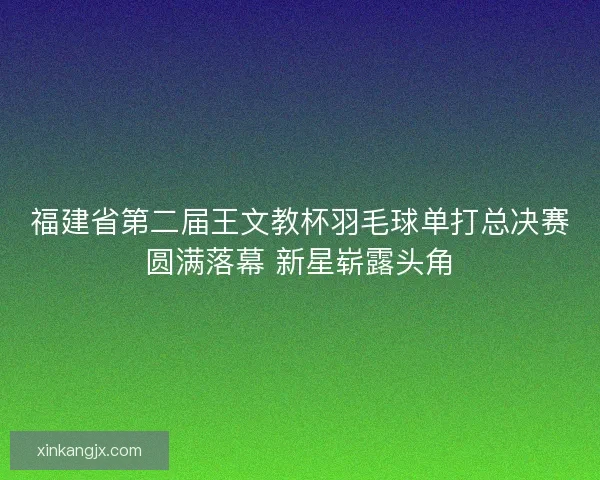 福建省第二届王文教杯羽毛球单打总决赛圆满落幕 新星崭露头角 福建省第二届王文教杯羽毛球单打总决赛圆满落幕 新星崭露头角